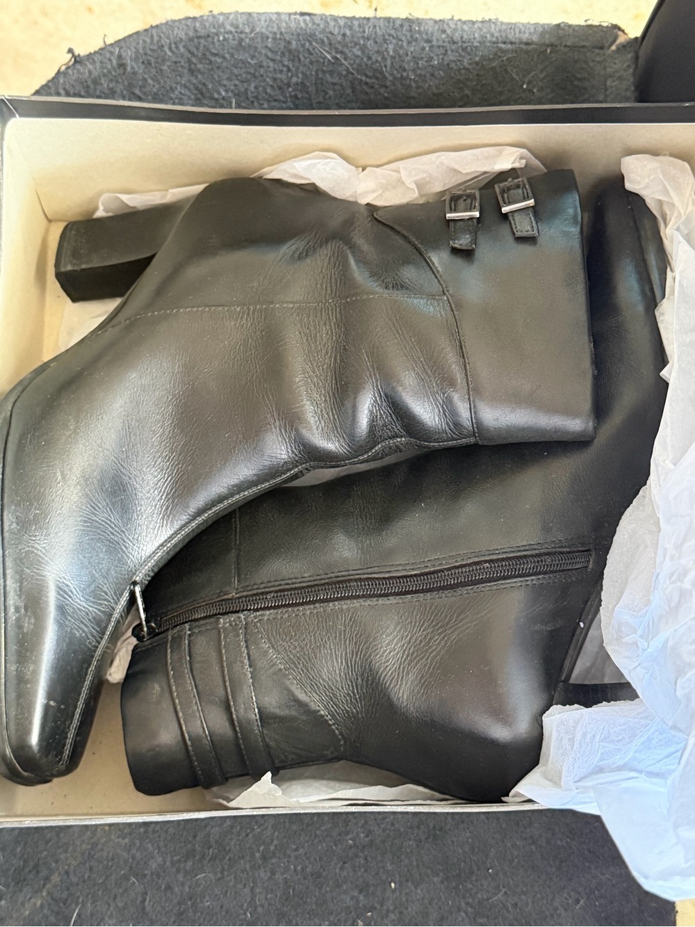 Classic Black Leather Mid-Calf Boots - women